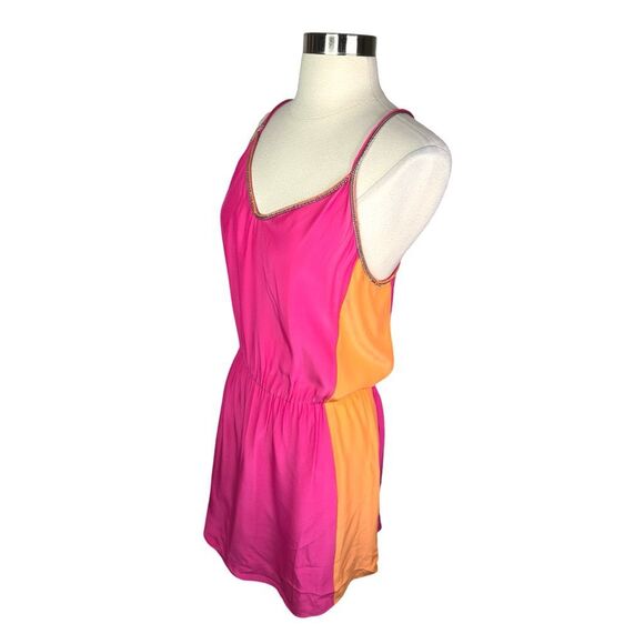 Parker Hot Pink & Orange Silk Popover Dress - Size Small - Picture 2 of 6